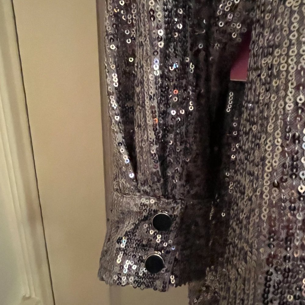 Silver Sequin Shacket Top by Riley and Rae NWT - Picture 3 of 6